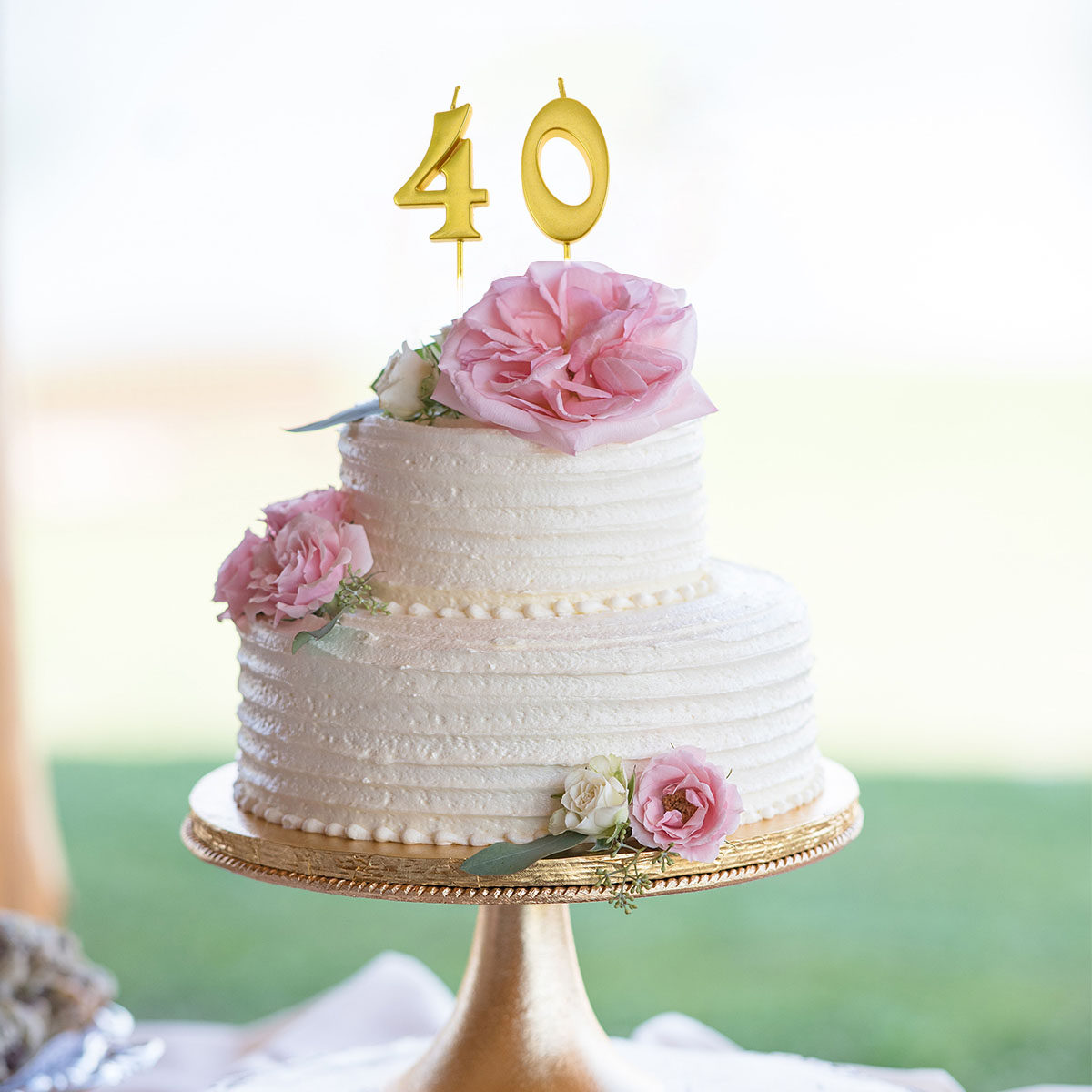 Holiday Candle Set - 2Pcs 40 Birthday Number Candles Golden