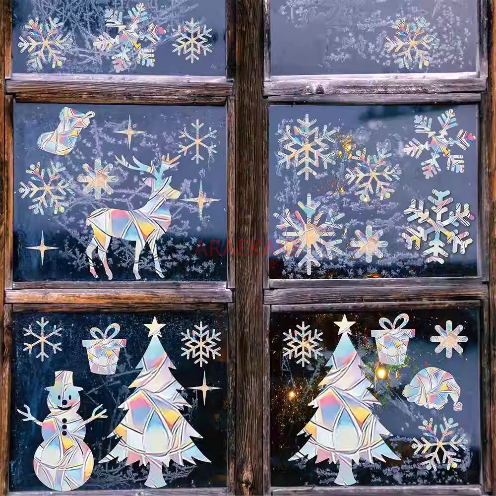 Snowflake Window Decal - 2set Christmas Electrostatic Window Glass Stickers