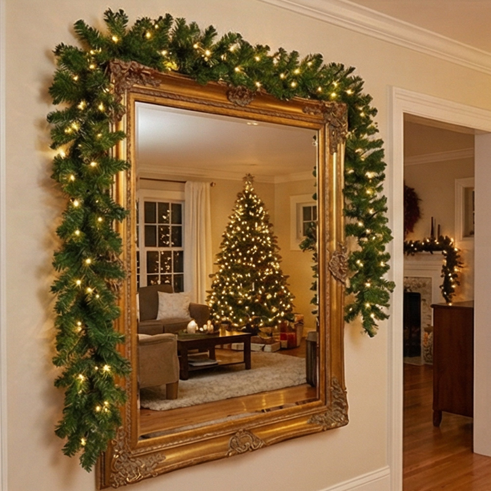 2.7M Artificial Green Christma - Christmas Wreath Fake ulasan dan harga