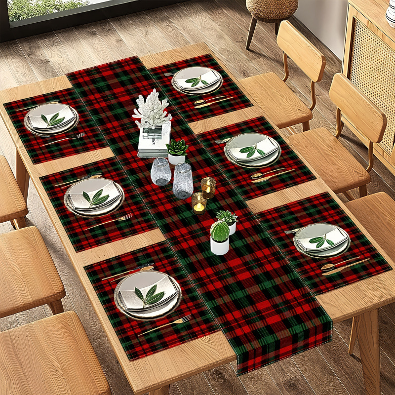 7-Piece Christmas Placemat and - Christmas Table Runner ulasan dan harga