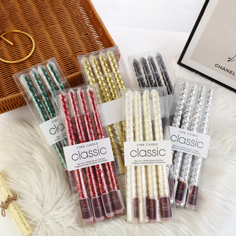 4pcs European-style Long-pole  - Holiday Candle Set ulasan dan harga
