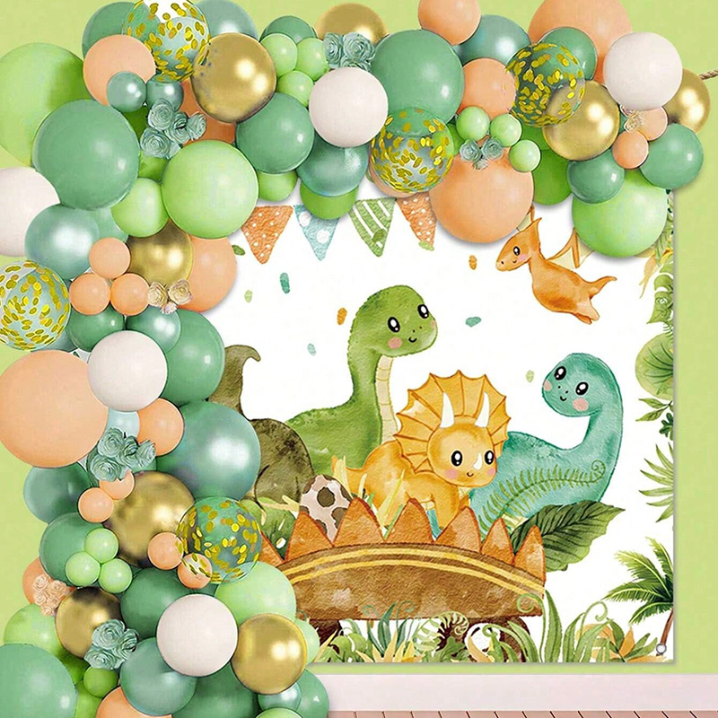 Dinosaur Balloon Set Arch for  - Tinsel Garland Decoration ulasan dan harga