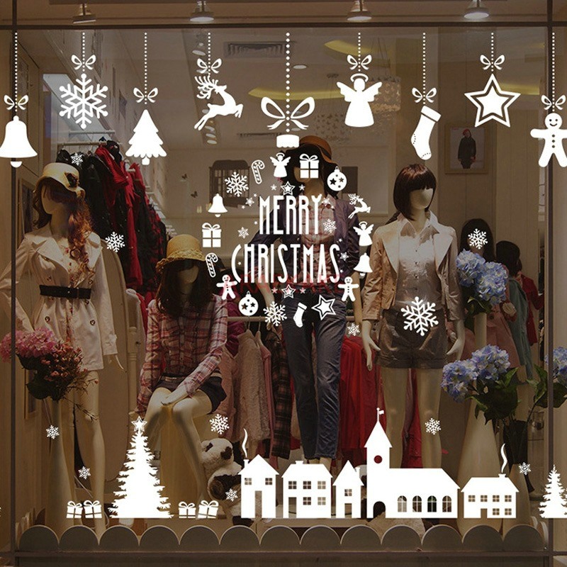 1PCS Christmas Village Glass W - Snowflake Window Decal ulasan dan harga